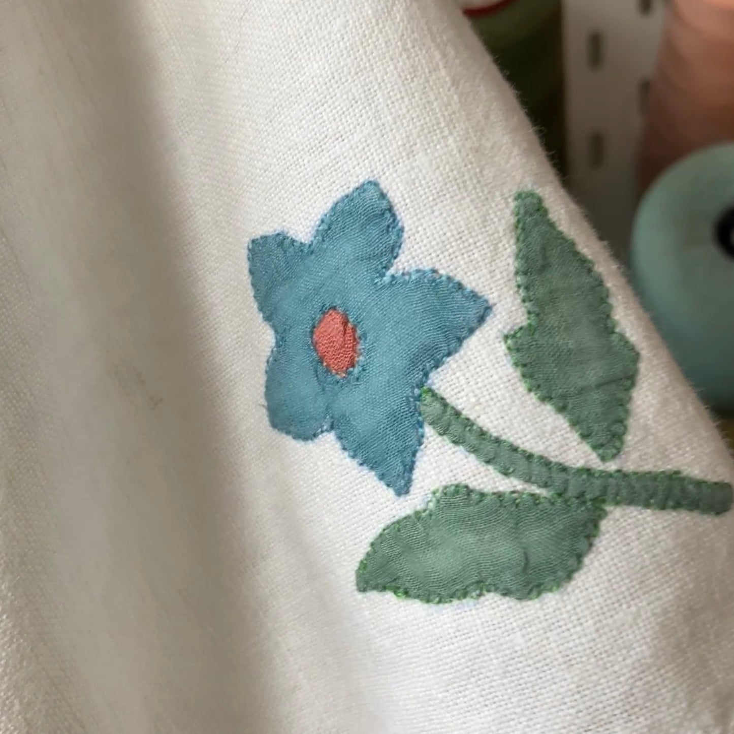 recycled linen applique shirt