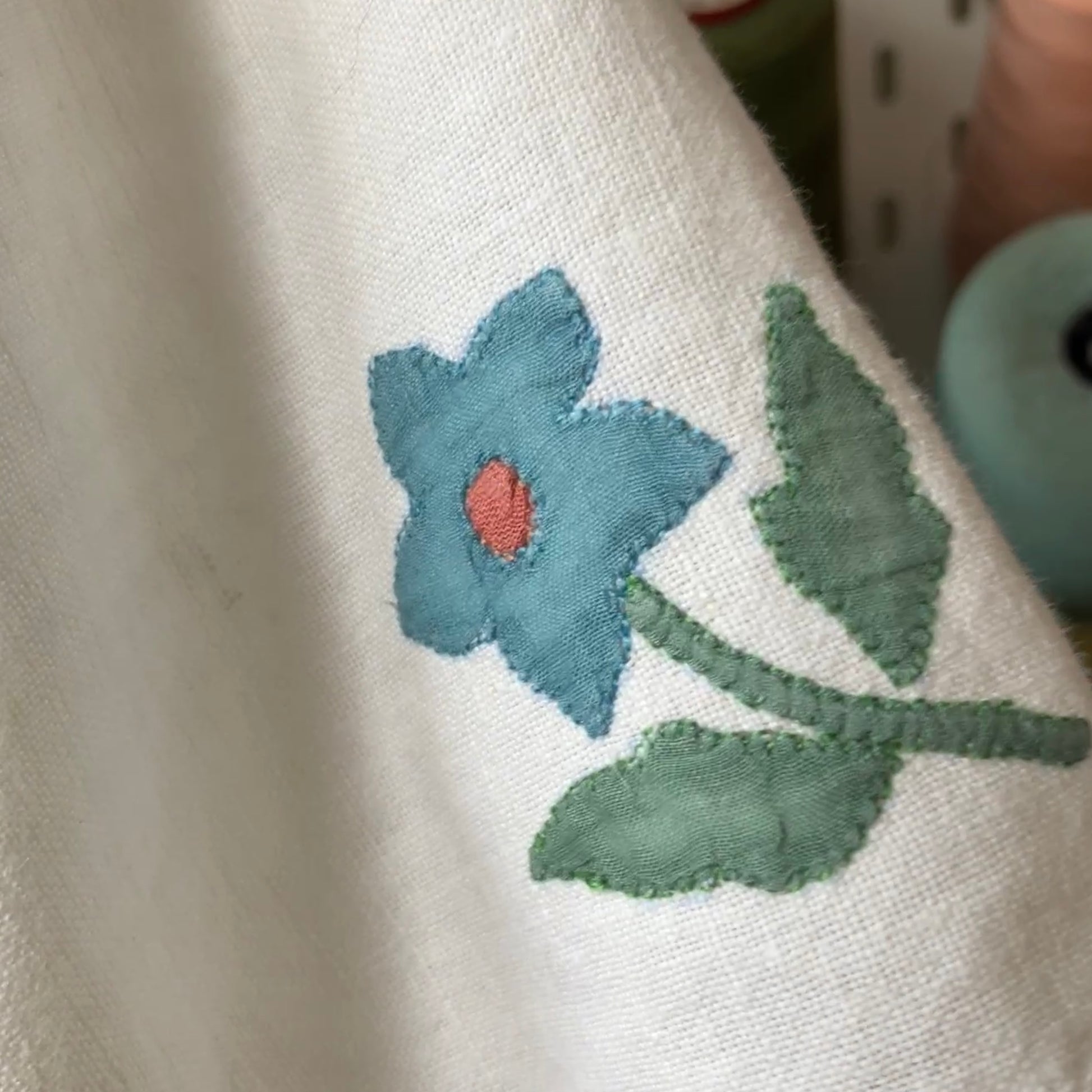recycled linen applique shirt
