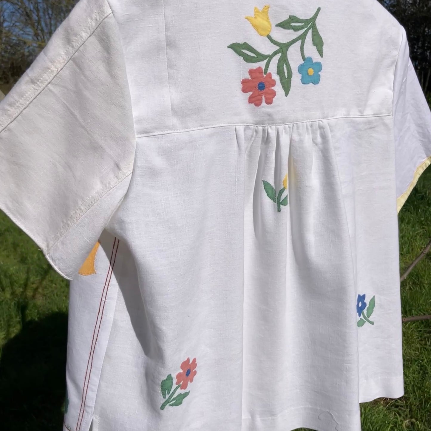 recycled linen applique shirt