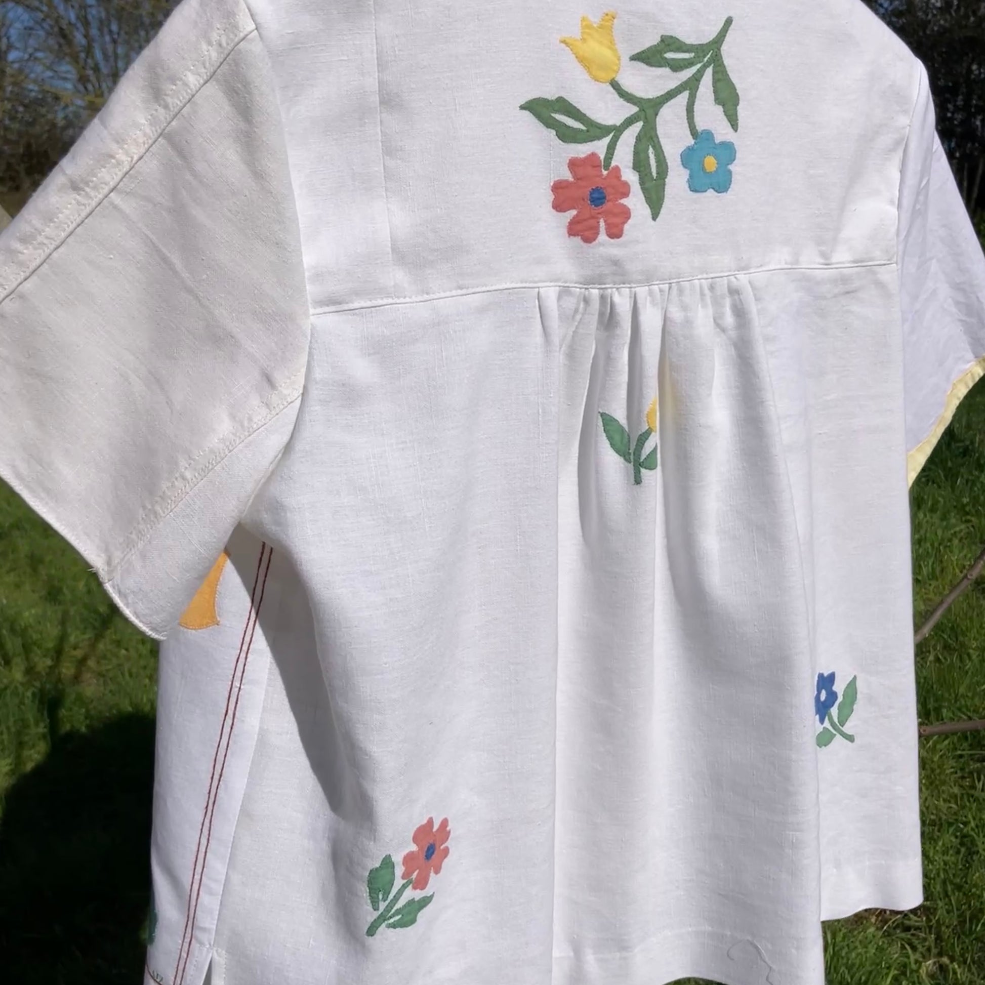 recycled linen applique shirt