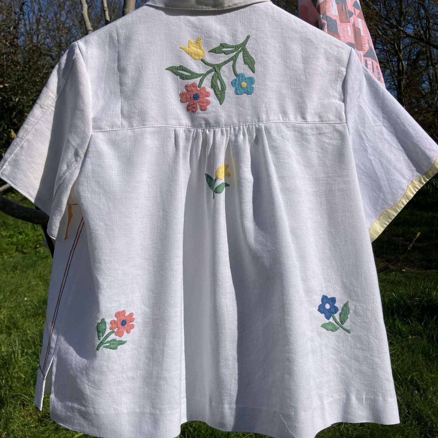 recycled linen applique shirt