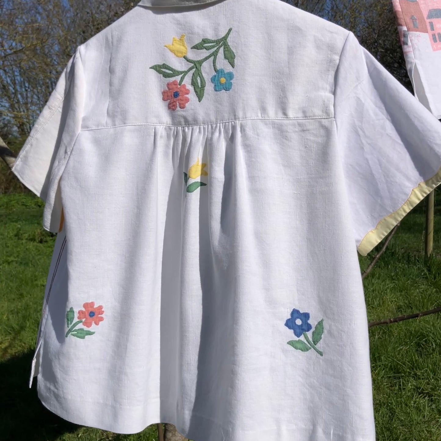 recycled linen applique shirt