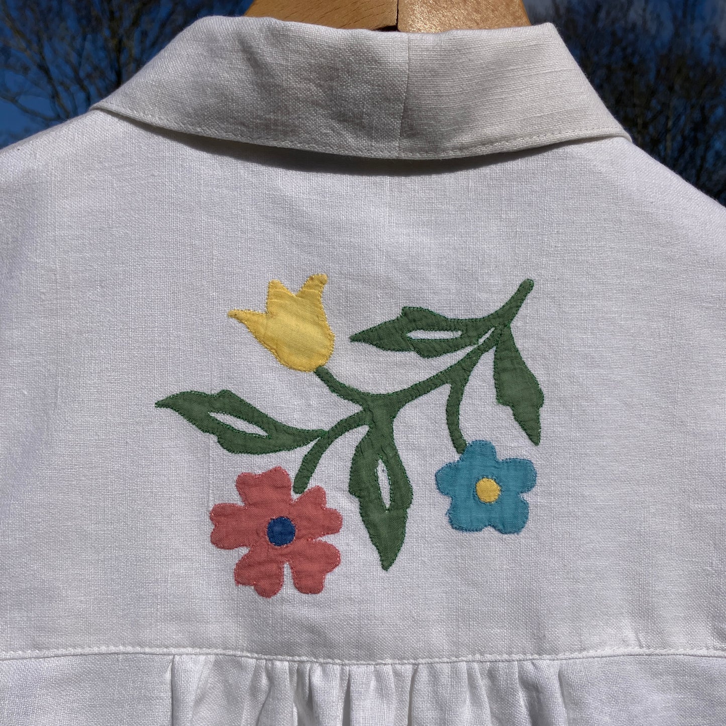 recycled linen applique shirt