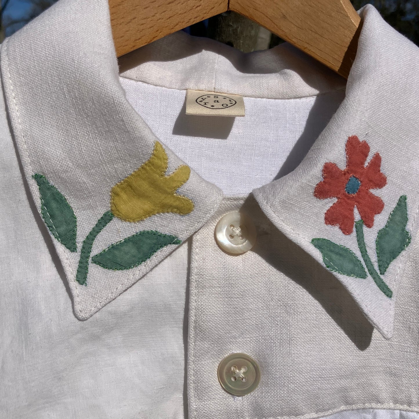 recycled linen applique shirt