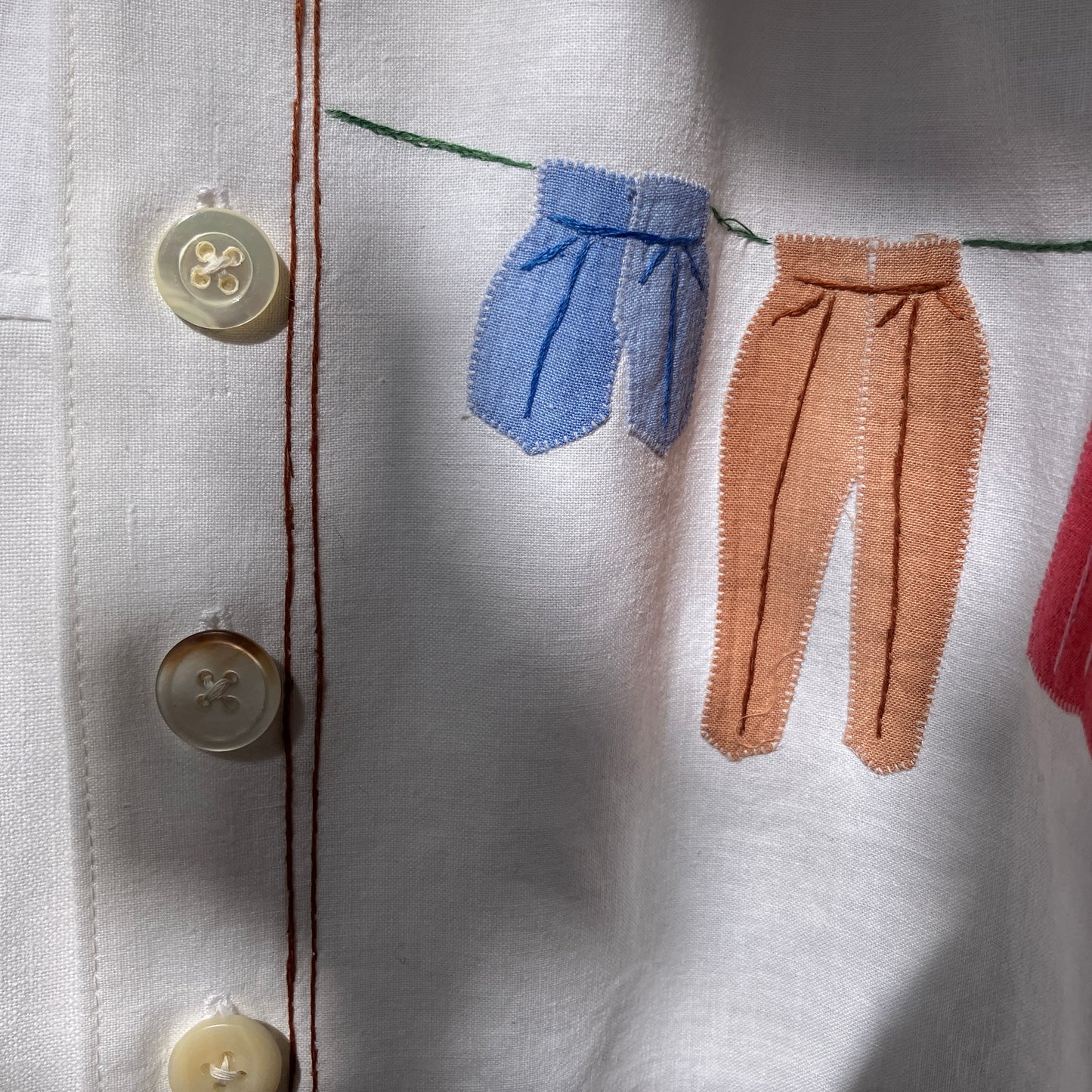 recycled linen applique shirt