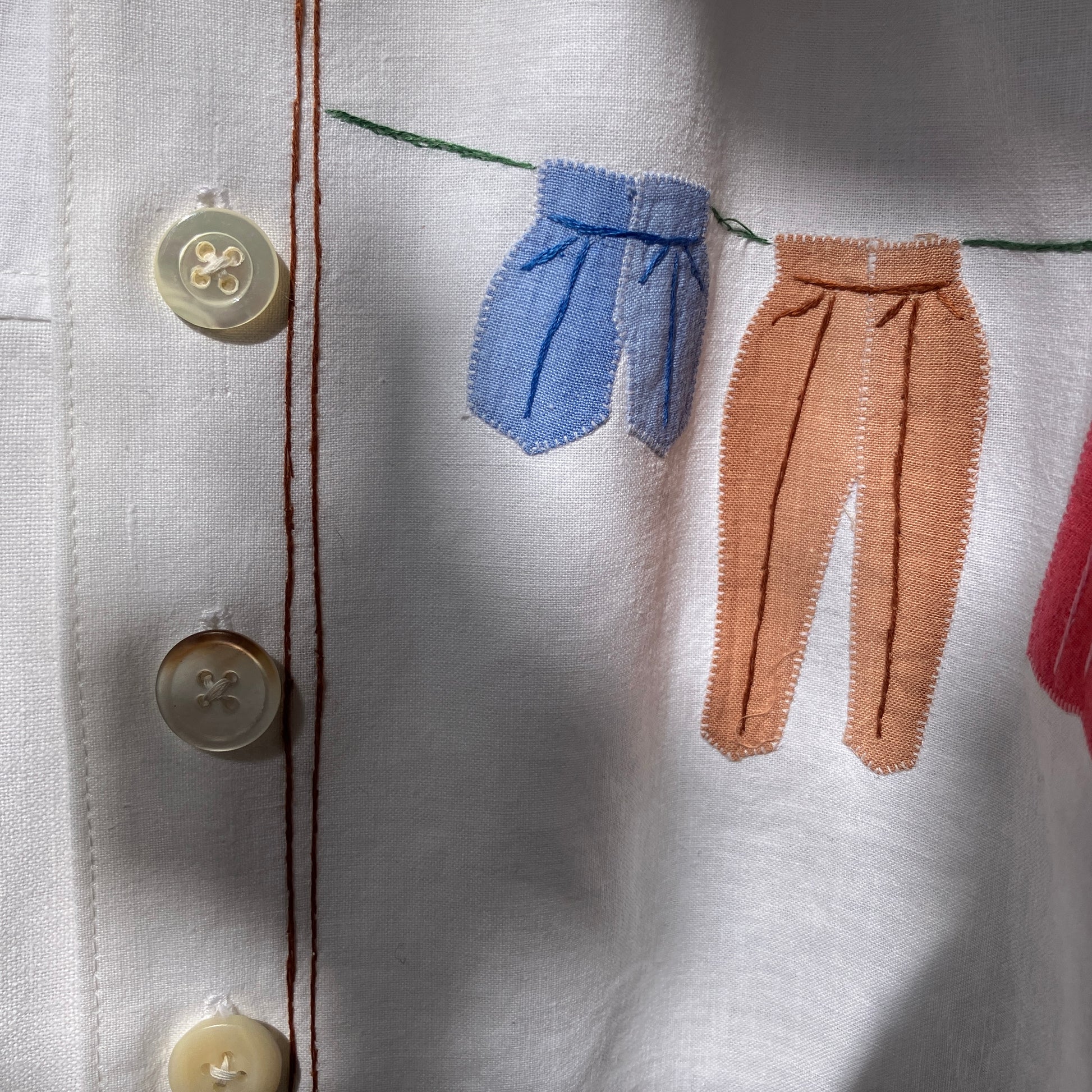 recycled linen applique shirt