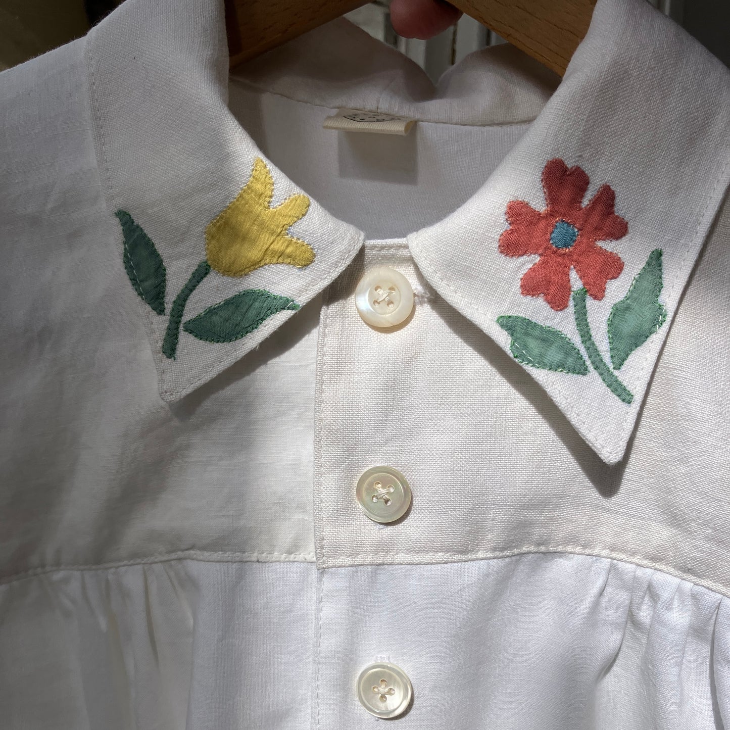 recycled linen applique shirt