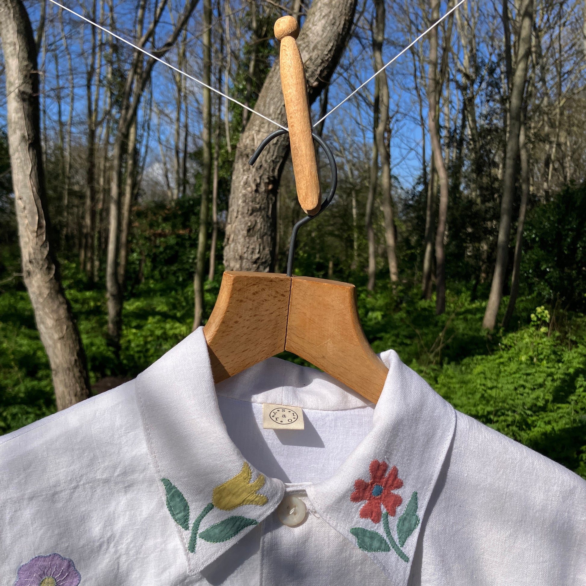 recycled linen applique shirt