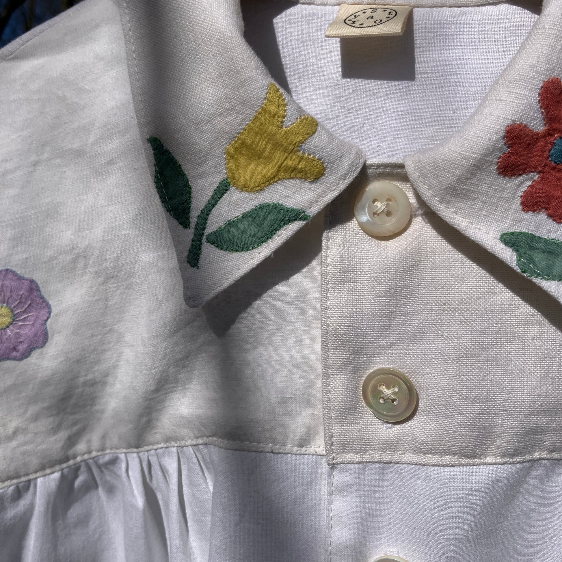 recycled linen applique shirt