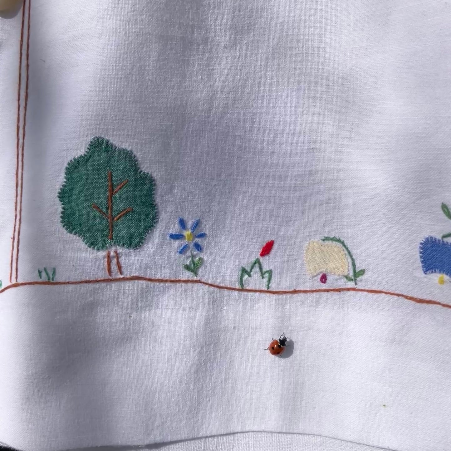 recycled linen applique shirt
