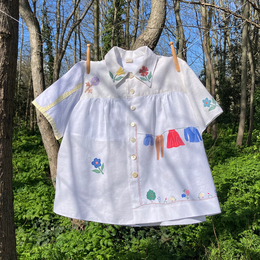 recycled linen applique shirt