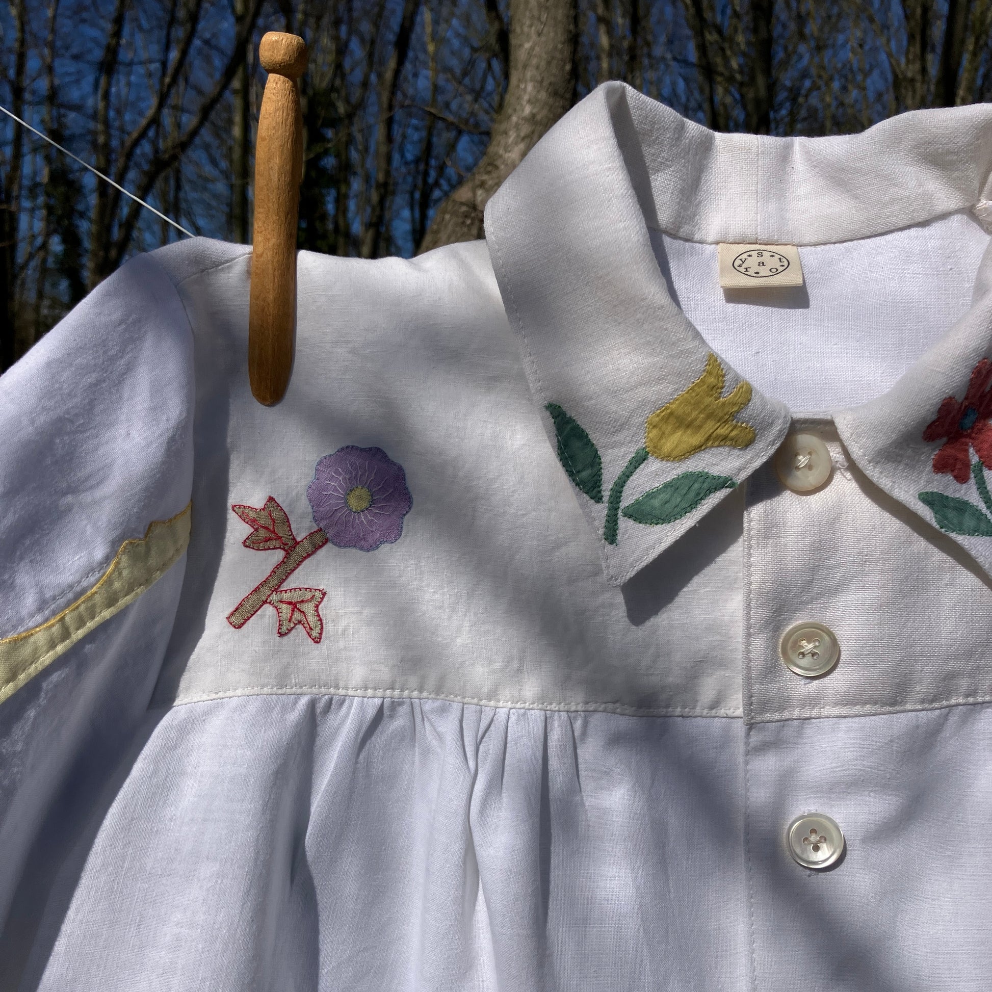 recycled linen applique shirt
