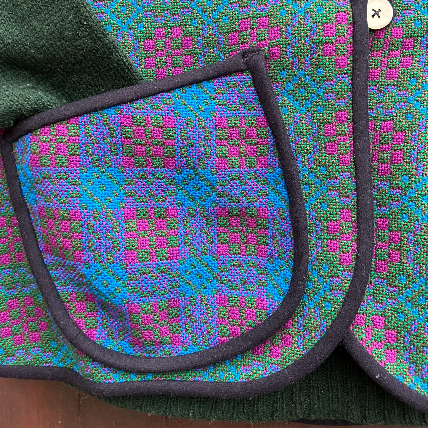 cosy vest made from vintage recycled welsh wool tapestry