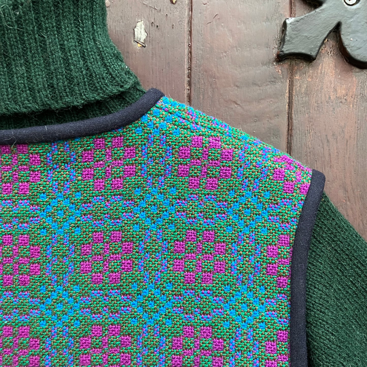 cosy vest made from vintage recycled welsh wool tapestry