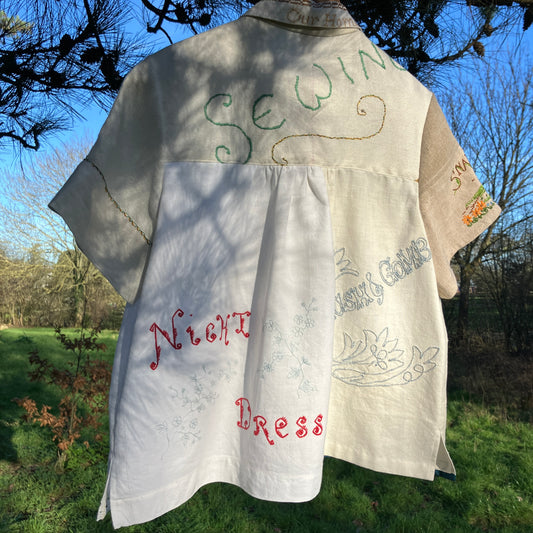 shirt made from vintage embroidered linen
